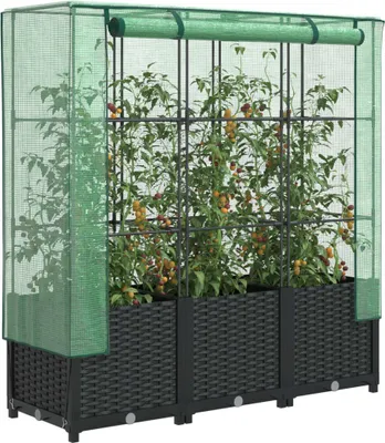 Produktbild von Maison Exclusive - Hochbeet mit Gewächshaus-Aufsatz Rattan-Optik 120x40x138 cm