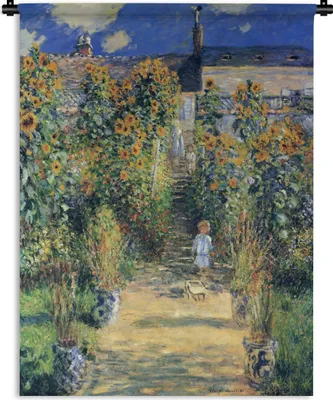 Produktbild von MuchoWow® Wandteppich Wandbehang Der Garten von Monet in Vétheuil - Gemälde von Claude Monet 150x200 cm Tapisserie Dekoration Wandtuch - Wandaufhängung - Moderner