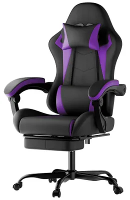 Immagine prodotto di Sedia da gaming ergonomica, con supporto lombare, poggiatesta, regolabile in altezza, per adulti, ragazze e ragazzi, colore viola e nero