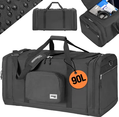 Produktbild von MONZANA® Reisetasche 90L 70x35x35cm Schultergurt Pad Abnehmbar Verstellbar Front & Seitenfächer Standfüße Weekender Duffelbag Sporttasche Schwarz