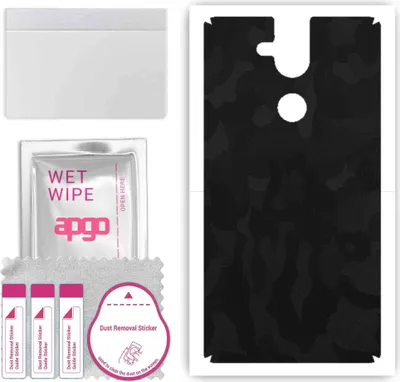 Produktbild von apgo Rückseite Schutzfolie, Skin, kompatibel mit Nokia 8 Sirocco, Hinten Displayschutzfolie aus Vinylfolie, kratzfest, einfache Montage - Schwarzes Tarnmuster