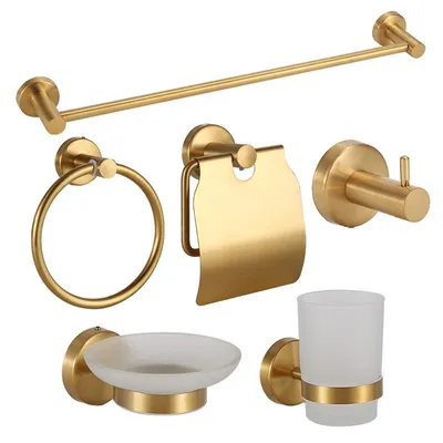 Produktbild von Robustes Badregal aus 304 Edelstahl – Wandmontage, Handtuchhalter & Ablage für Badezimmer, Gold