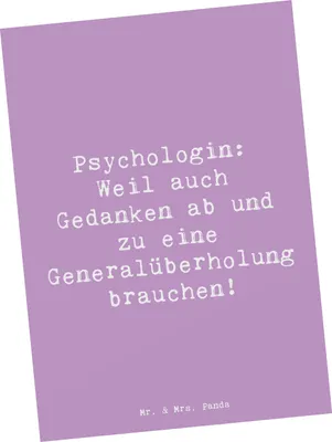 Produktbild von Mr. & Mrs. Panda Postkarte Spruch Psychologin Gedanken - Lavendeltraum - Geschenk, einfühlsam, Berufsalltag, Ansichtskarte, Beruf, Postkarten, Grußkarte, Dankeschön
