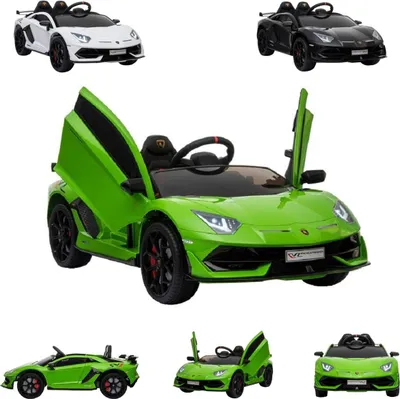 Produktbild von ES-Toys Kinder Elektroauto Lamborghini Aventador SVJ, Kunstledersitz, EVA-Reifen grün