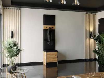 Image de KIER FURNITURE  Porte-manteau d'entrée en chêne Craft Golden +  noir - 53,2 x 205 x 39 cm