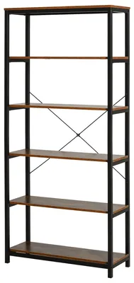 Immagine prodotto di Libreria 6 Ripiani 80x30x180 cm in Legno e Metallo Nera