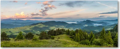 Produktbild von Tulup® Leinwandbild - 125x50 cm - Wandkunst - Drucke auf Leinwand - Leinwanddruck  - Landschaften - Grün - Pieninen-Panorama