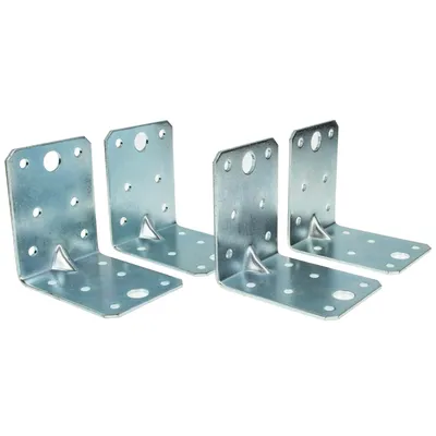 Zdjęcie produktu dla MASTERPROOF PROFESSIONAL Zestaw kątowników z perforacją 70 mm x 70 mm x 55 mm x 2,5 mm, 4 elementy, ocynkowane ogniowo