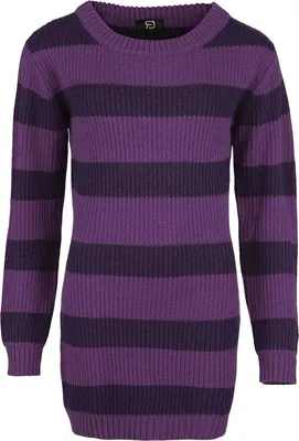 Produktbild von RED by EMP Damen lila gestreifter Strickpullover mit Rundhalsausschnitt XXL