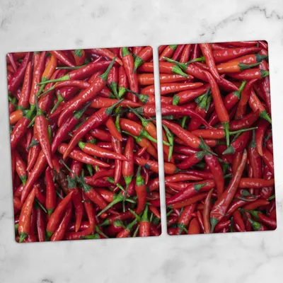Produktbild von Glas-Herdabdeckplatten Glaskeramikkochfeld-Abdeckung Spritzschutz Glas 70x52 cm Pfeffer Gemüse