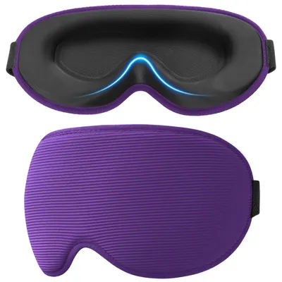 Produktbild von Schlafmaske für Seitenschläfer, verbesserte 3D-Schlafmaske mit verstellbarem Gummiband, lichtundurchlässig und atmungsaktiv, Augenmaske für Damen und Herren – Dunkelviolett