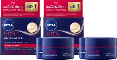 Produktbild von NIVEA Nachtpflege VITAL Anti-Falten Intensiv Nachtcreme reife Haut 2 x 50 ml