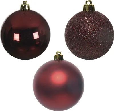 Produktbild von Weihnachtskugeln Kunststoff 8cm 34er Set - Ochsenblut