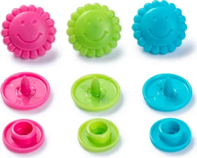 Produktbild von Prym Love Druckknopf Color Blume 13,6mm türkis/grün/pink