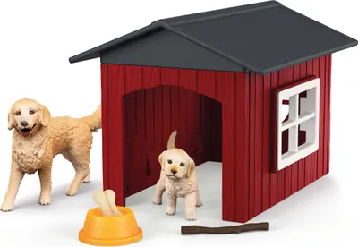 Produktbild von Schleich schleich® FARM WORLD 42722 Hundehütte mit Goldenretrievern