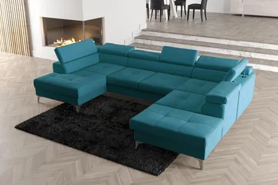 Produktbild von Modernes Design Polsterung Couch Wohnzimmer Ecksofa U-Form Kunstleder Holz Neu