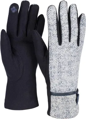 Produktbild von styleBREAKER Damen Touchscreen Handschuhe Fischgrät, Dunkelblau