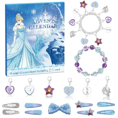 Produktbild von Adventskalender 2026 Kinder Mädchen Schmuck DIY Adventskalender Armband Blau-Frozen