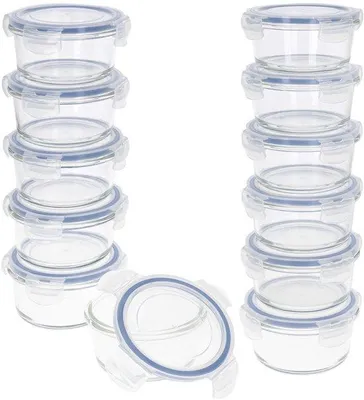 Image de Récipients ronds en verre, lot de 12, 420 ml, adaptés au micro-ondes