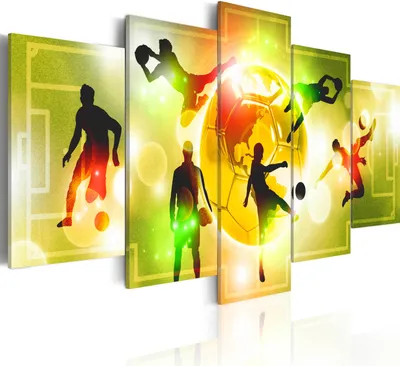 Image de Tableaux décoratifs sur le thème du football, dimensions 150x75 cm, ensemble de 5 pièces – Impression sur toile, décoration murale pour chambre, tableaux sur toile, décorations murales pour salon – i-A-0100-b-p