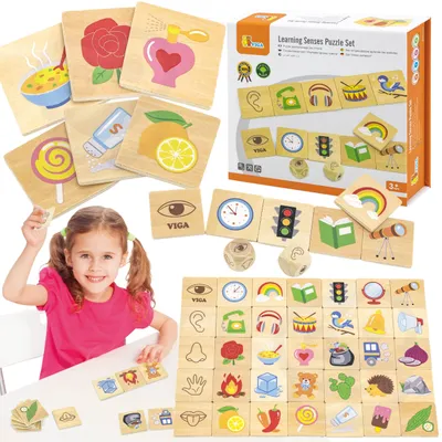 Produktbild von Viga Lernspiel Sortieren Sinne Puzzle 37 Teile Montessori