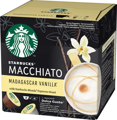 Produktbild von Nescafé Dolce Gusto Starbucks Vanilla Latte Macchiato, Milchkaffee, Kaffeekapsel, Röstkaffee, 6 Portionen