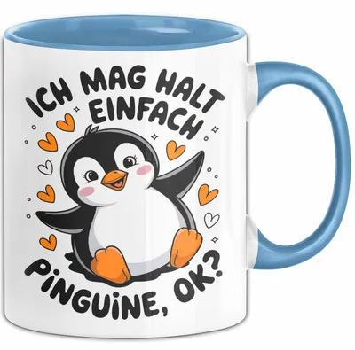 Produktbild von Pinguin Tier Tasse Geschenk Lustige Geschenkidee Spruch Ich Mag Halt Einfach Pinguine (Blau)