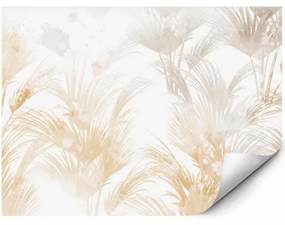 Produktbild von Selbstklebende Fototapete Goldene Palmenblätter in Zarter Aquarelloptik Subtiles Tropisches Glamour Motiv auf Hellem Hintergrund 200x140 cm