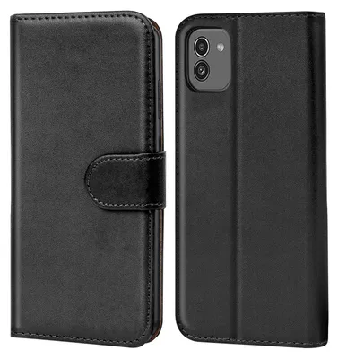 Produktbild von Conie Klapp Tasche für Samsung Galaxy A03 Kartenfach Rundumschutz Hülle in Schwarz