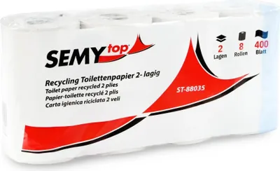 Produktbild von Toilettenpapier SemyTop - 2-lagig - recycling grau - 112 Rollen - 9,6 x 11 cm