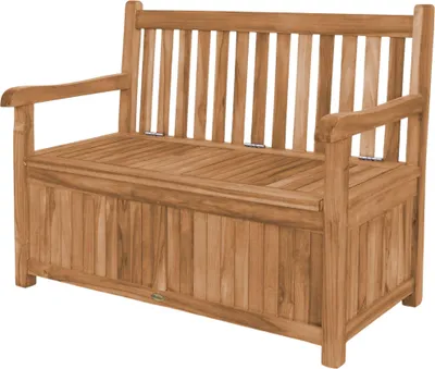 Produktbild von Teako Design Truhenbank Piceno aus Teakholz – Gartenbank mit Stauraum, wetterfest & elegant (120 cm)