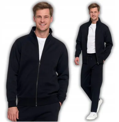 Produktbild von Herren-Sweatshirt aus Baumwolle mit Stehkragen und Reißverschluss, MORAJ XL, Schwarz