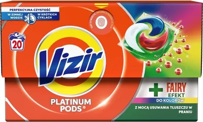 Produktbild von Vizir Platinum Pods + Fairy Effekt Waschkapselfarben, 20 Stück