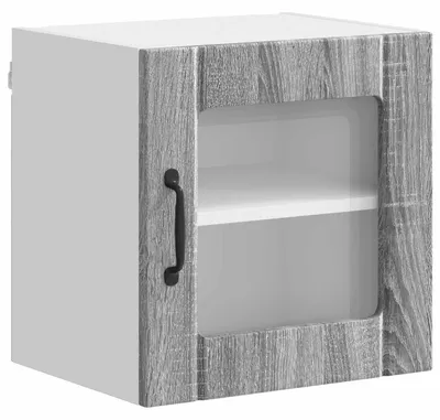Immagine prodotto di vidaXL Mobiletto a vetro LUCCA, 2 pezzi, pannello di legno effetto Sonoma grigio