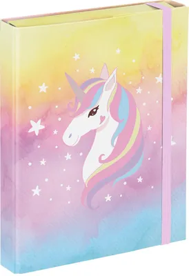 Produktbild von Baagl Heftbox Heftmappe A5 23x17 cm Sammelmappe Kinder - Regenbogen Einhorn