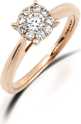Produktbild von 750er Rotgold Verlobungsring 4er Krappen ca. 0,36 ct Illusion Diamant Gr. 54