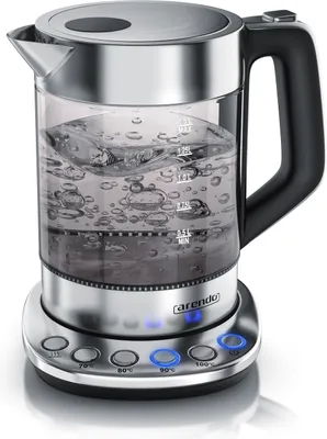 Produktbild von Czajnik Arendo 1,5 l, 2200 W, szkło ze stali nierdzewnej, ze stacją bazową i ustawieniem temperatury 70°C - 100°C