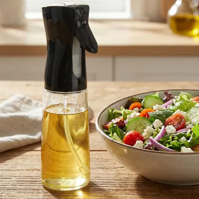 Produktbild von Premium Öl Sprüher & Essig Zerstäuber aus Glas 200ml – Ideal für Heissluftfritteuse, Salate & Grillen – Edle Sprühflasche 6x20cm für eine gesunde Küch