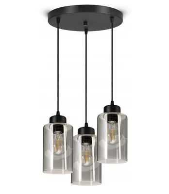 Productafbeelding van FKL DESIGN Home Deco: Plafondlamp, zwart, 3-licht, E27, glazen lampenkap, onderdeel van de N535 serie (DRH3)
