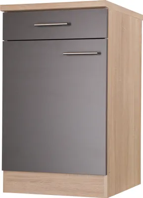 Produktbild von Unterschrank Küchenschrank mit Schublade 50 cm Eiche Sägerau Grau Merle Respekta