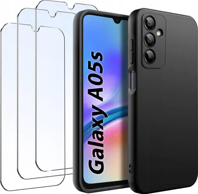 Zdjęcie produktu dla ZESTAW Etui do Samsung A05s Matowe Czarne Silikon Slim + 3 SZTUKI SZKŁO