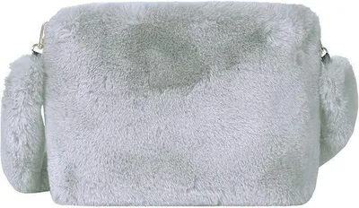 Produktbild von Damen Herbst Winter Kunstpelz Schultertasche Plüsch Gurt Umhängetasche Flauschige Handtasche (Hellgrau)
