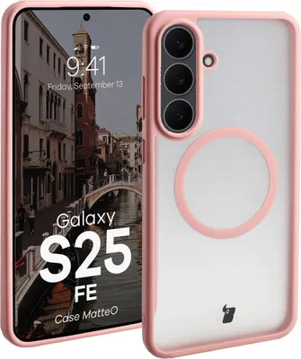Produktbild von Handyhülle mit Magnetring für Galaxy S25 FE, Bizon Case MatteO, Getönt-Hellrosa