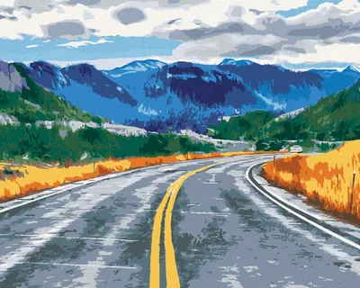 Image de Zuty - Peinture par numéros - ROUTE ET MONTAGNES, 40 x 50 cm, sans cadre et sans toile tendue