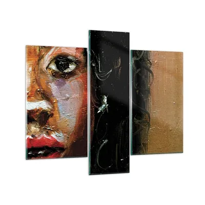 Produktbild von Bilder auf glas - 3 Teile - Pastos Porträt afrikanisch - 95x80cm - Glasbilder - Wandbilder - Bilder - zum Aufhängen bereit - Wanddekoration aus Glas - Glas Bilder - Wandbild auf Glas - GCB95x80-4674