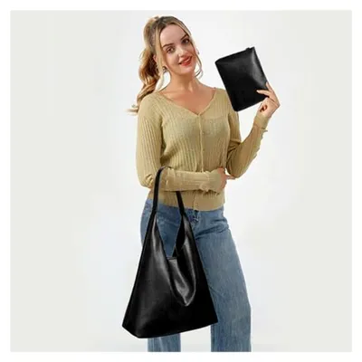 Produktbild von Handtasche Damen, Schultertasche Damen , Tasche 2-teiliges Set für Büro Schule Einkauf Reise Geschenk