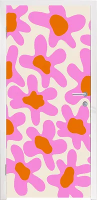 Produktbild von MuchoWow® Türtapete Selbstklebende Türfolie Blume - Rosa - Muster 90x235 cm Türposter Türaufkleber Klebefolie Türklebefolie - XXL-Plakaten - Foster für Türen - Aufkleber