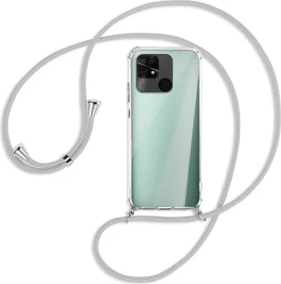 Produktbild von Handykette Backcover-Schutzhülle mit Band (Metall silberfarben) für Xiaomi Redmi 10C - silbergrau