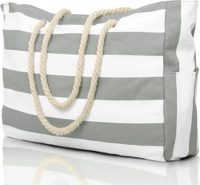 Produktbild von Oscaurt Strandtasche Wasserdicht mit Reißverschluss 53x37x18cm Hellgrau