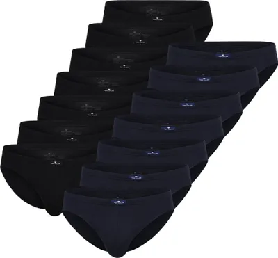 Produktbild von TOM TAILOR Herren Slips, 14er Pack - Mini-Slip, Briefs, Pure Baumwolle, Jersey, uni Blau/Schwarz L
